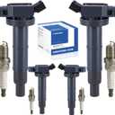 UF333 set of 4 Ignition Coil with Spark Plug for Toyota 2001 2002 2003 2004 2005 2006 2007 2008 2009 2010 RAV4 Camry Corolla Solara Highlander Matrix for Lexus HS250h 2.0L 2.4L9091902244 9091902266