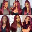 Straight Human Hair Bundles 16 18 20 Inch #99J Burgundy Bundles Human Hair Wine Red 12A Unprocessed Native Virgin Hair 50G Per Bundle 3 Extensions Wet and Wavy Weave for Women