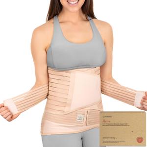 3 in 1 Postpartum Belly Support Recovery Wrap - Postpartum Belly Band, After Birth Brace, Slimming Girdles, Body Shaper Waist Shapewear, Post Surgery Pregnancy Belly Support Band (Classic Ivory, M/L) Waist 25"-35