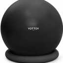 YOTTOY Exercise Ball Chair with Base,Yoga Ball Chair for Home Office Desk, Stability Ball & Fitness Ball Seat with Pump (Black, 23-26ines(58-65cm))