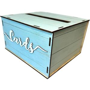 QualityVibe Wooden Wedding Card Box for Reception money Envelopes, Bridal & baby Showers, Graduations or engagements (Rustic Blue)