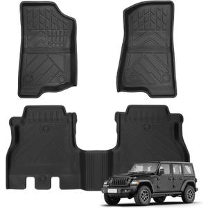 3D TPE Material Floor Mats | Fits for Jeep Wrangler JK 2018-2024 Cars | All Weather Custom Fit 1st and 2nd Row