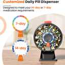Odaro Large Pill Dispenser, Weekly Pill Organizer 7 Day Am Pm / 14 Day Pill Box, Daily Medicine Pill Organizer with Wall-Mounted or Standing Use for Vitamin, Supplement, Medicine - Gray