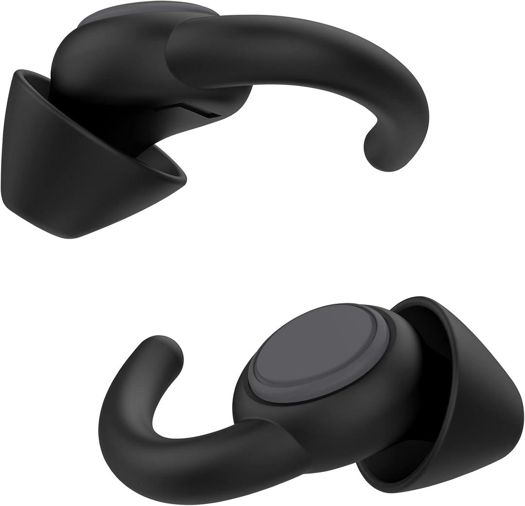 2 x Afflatus Ear Plugs for Sleeping Noise Cancelling, 2 Pairs (S+L) Comfortable Reusable Noise Reduction Ear Plugs, Earplugs for Sleep, Snoring (Pure Black)