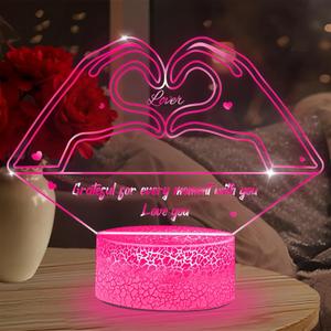 Valentines Day Gifts for Her Women,3D Couple Night Light,16 Colors Illusion lamp Valentine's Decorations for Home Romantic Anniversary Birthday Love Gift for Girlfriend Mom Wife Sister