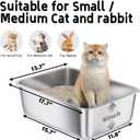 Stainless Steel Litter Box, 18"x14"x6"(Height) Medium Metal Cat Litter Box Easy Clean, Non Stick Litterbox No Smell for Cats or Kitty, Rabbits