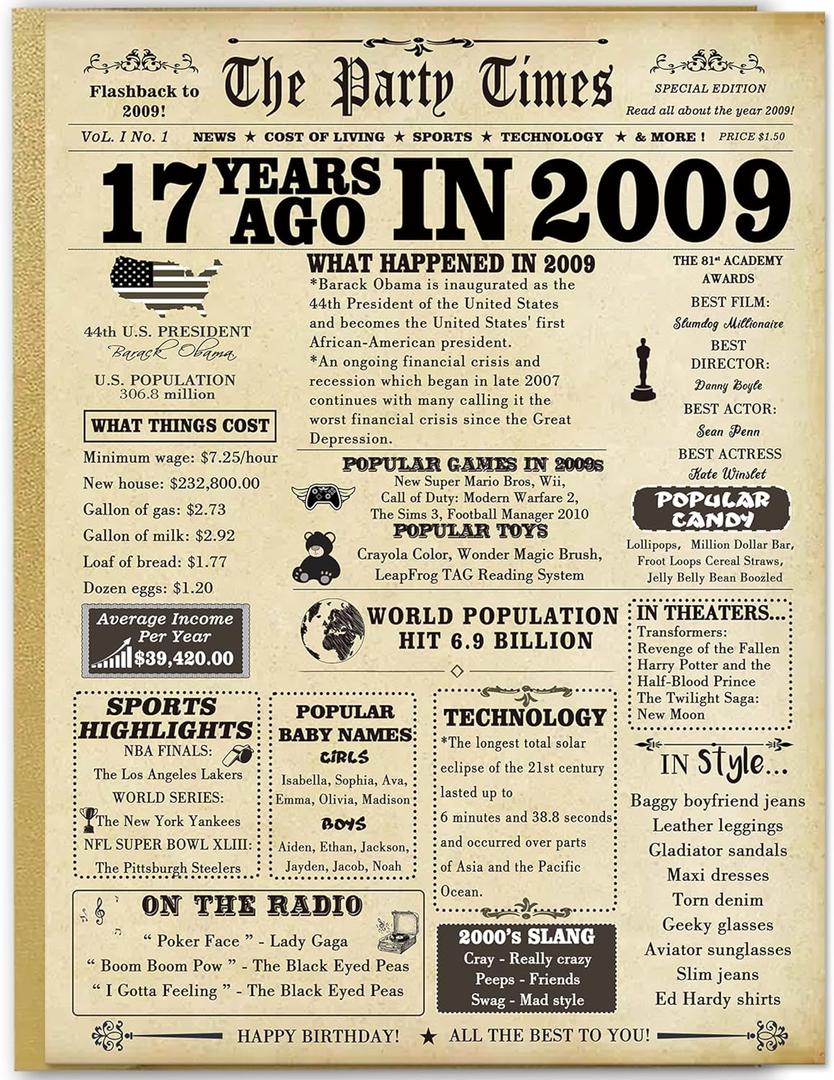 Happy 17th Birthday Gift for Girls Boys, Funny 17 Year Old Bday Greeting Card for Him Her, Best Seventeen Birthday Decoration for Daughter Son