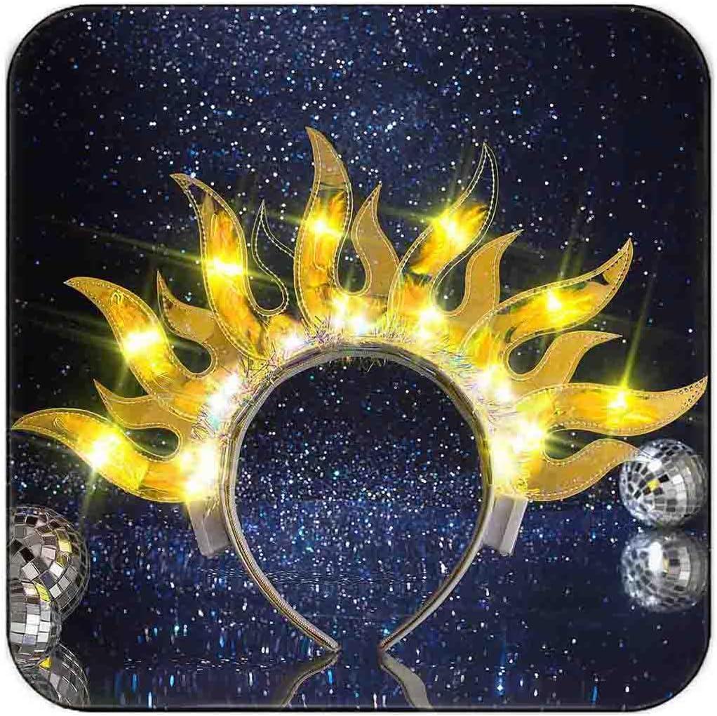 DRESBE Light Up Sun Headband LED Fire Headbands Flame Hair Accessories for Women