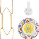 Plate Hangers for The Wall Suitable for 6-8 inch Small Decorative Plate, Invisible Stainless Steel Plate Hangers for Display with Wall Hooks, for Plates/ Platter/ Dish/ Picture(Gold)