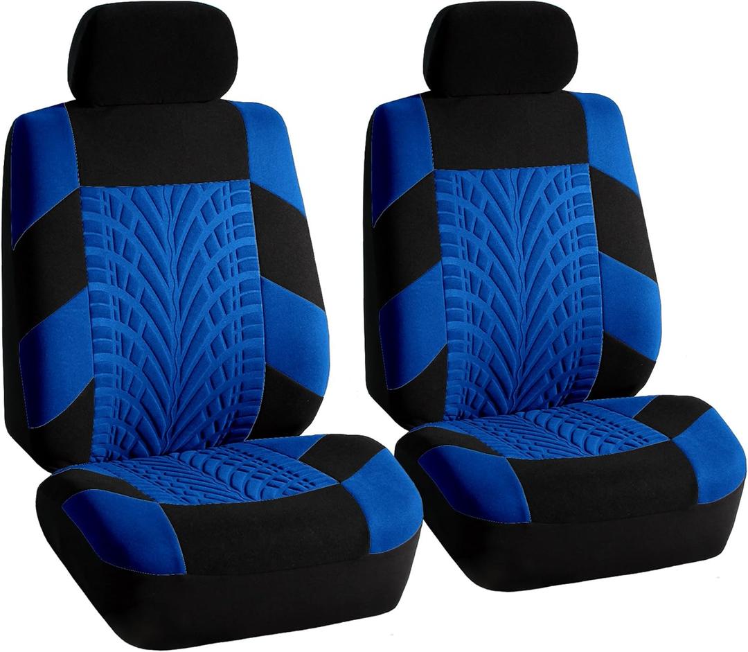 FH Group Car Seat Covers Front Set Premium Cloth -Covers for Low Back Car Seat with Removable Headrest,Universal Fit,Automotive SeatCover,Airbag Compatible Car SeatCover for SUV,Sedan,Van Blue