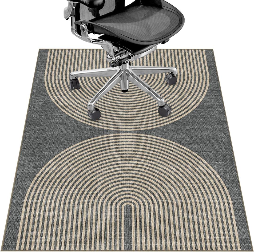 Office Chair Mat for Hardwood Floor&Tile Floor,36"X 48" Heavy Duty Desk Chair Mat for Hard Floors,Under Desk Rug for Rolling Computer Chair,Anti Slip,Low Pile Carpet Floor-Geo Grey