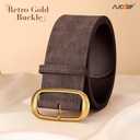 SUOSDEY Women Wide Waist Belt for Dresses Suede Chunky Belt with Gold Buckle Fashion Thick Waist Belt for Women Dresses (Size: Fit Waist Szie 26''-33'', Brown)
