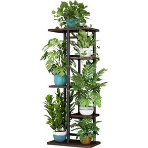 LINZINAR Plant Stand 5 Tier 6 Potted Indoor Plant Shelf Multiple Stands for Garden Corner Balcony Living Room