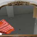 Keonjinn Gold Vintage Arched Mirror for Wall, 16" x 24" Brass Mirror with Metal Frame, Ornate Baroque Decoration for Mantle, Living Room, French Cleat Mounting