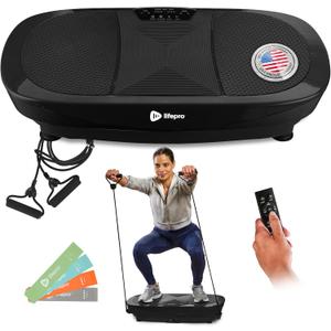 Lifepro Rumblex Max 4D Vibration Plate Exercise Machine  Whole Body Vibrating Machine with 3 Motors, 500 lb Capacity & Resistance Bands  Vibration Platform for Lymphatic Drainage & Muscle Toning (BLACK)