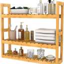 Domax Bamboo Bathroom Shelf 3-Tier Wall Mount Storage Rack Multifunctional Adjustable Layer Free Standing Over Toilet Utility Shelves Living Room Kitchen (Bamboo), 23.6 x 5.9 x 21.3 inches