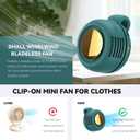Portable silent mini bladeless fan 3-speed clip-on fan 360 rotatable, suitable for outdoor, travel and office use, travel accessory (Green)