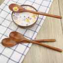 ADLORYEA Wooden Spoons, 6 Pieces 9 Inch Wood Soup Spoons for Eating Mixing Stirring, Wood Spoon with Japanese Style Kitchen Utensil