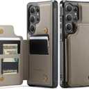 Vinich for Samsung Galaxy S25 Ultra Wallet Case with Card Holder, RFID Blocking Credit Slots Kickstand Shockproof Phone Cover for Women Men, Gray