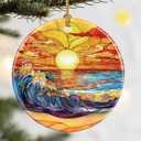 Christmas Ornaments, Dodosky 2.8in Ceramic Sunset Ornament, Xmas Decor, Christmas Tree Ornaments, Xmas Decorations for Tree, Holiday Ornament, Gift Ideas, Gifts for Women, Friend, Lover, Beach Lovers