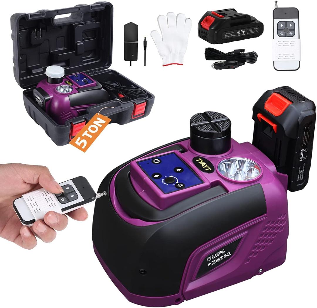 Car Jack TYAYT 5 Ton Cordless Electric Hydraulic Jack Battery Powered 12V Electric Car Lift Floor Jack for SUV Sedans