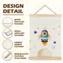 LUVADIAN Space Wall Decor, Nursery Decor Wall Art With Wooden Poster Hanger, Spaces Themed Bedroom Decor, Space Wall Decor for Toddler Boys Bedroom Nursery Playroom Classroom, 12x16 Inch Set of 2