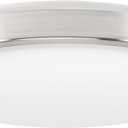 Homewerks 7105-07 Bathroom Fan with LED Light Ceiling Mount Exhaust Ventilation Silent 2.5 Sones 100 CFM, Decorative Brushed Nickel Trim