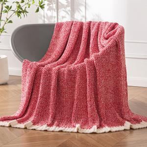 MIULEE Red Super Soft Throw Blanket for Couch, Cozy Fluffy Warm Blankets Knit Throw Blankets for Sofa, Bed, Chair, Living Room, Camping, Picnic, 50 x 60 inch (50"x60", Red)