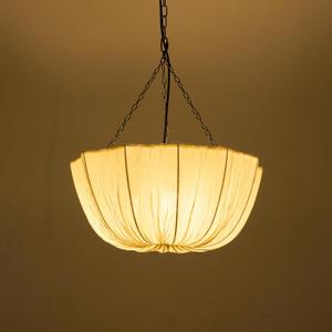 19.6in Lantern Fabric Pendant Light, Wabi Sabi Hanging Lamp with Fabric Cloth Shade, Modern Drum Chandelier for Living Room, Bedroom, Dining Table, Restaurant, Study Room (E26 Bulb)