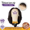 Sensationnel Curls Kinksandco Kinkyedges Wig - Kinky Layered Blow Out 14 Inch 13X6 Lace Frontal Natural Kinkytexture Edged Hairline for Natural 3C to 4C Hair Textures (1B OFFBLACK)