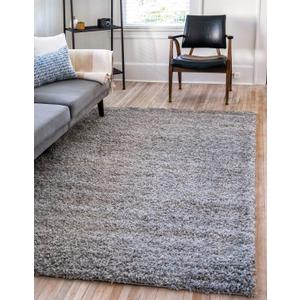 Unique Loom Solid Shag Collection Area Rug (9' x 12' Rectangle, Cloud Gray)