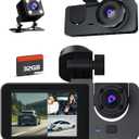 Dash Cam Front and Rear Inside, 4K Full HD Triple Dash Camera for Cars, Car Camera with 32GB Card, Built-in Loop Recording, G-Sensor（81X1）