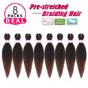 Pre Stretched Braiding Hair 12 Inch 8 Packs Ombre Brrown Short Braiding Hair Natural Easy Braid Hot Water Setting Professional Synthetic Hair Extensions Soft Yaki Straight Texture (#1B/30)