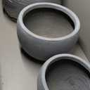 Kante Round Concrete Planter Set of 3-11.8"/15.7"/19.9" Dia Bowl-Style Flower Pots with Drainage Hole for Patio, Garden, and Home (9.4"/12.8"/16.5" Opening), Gray