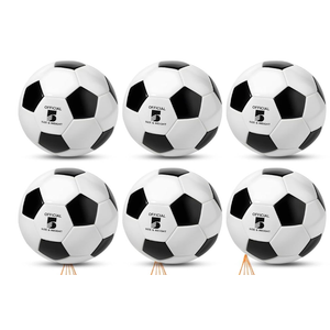 HurOutd 6 Pcs Soccer Balls with Pump, Size 5 Soccer Ball for Adults, Deflated Soccer Ball Set with Mesh Bag for Team Training & Holiday Charity Donation