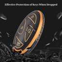 for Hyundai Key Fob Cover, Soft TPU Protection Key Fob Case Compatible with 2023 2024 Hyundai Ioniq 6 Grandeur GN7 KONA Sonata Elantra 7 Buttons Smart Key Accessories (Gold Black)