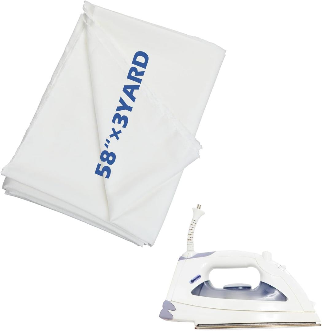 Tegeme 58 x 108 Soft and Stable White 100% Polyester Stabilizer Single Sided Interfacing Fabric for Fabric Sewing and DIY Crafts Supplies