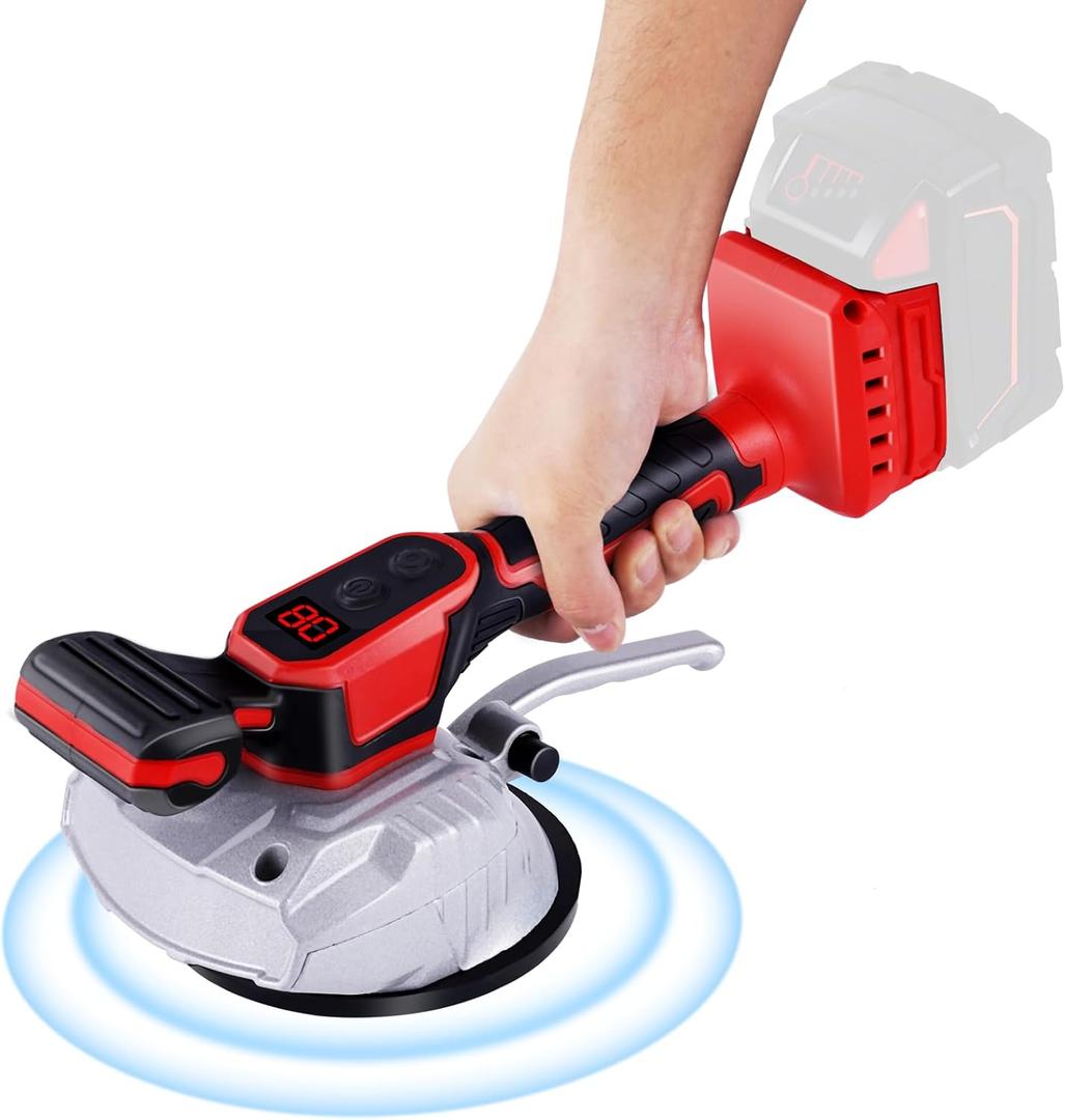 YJINGRUI Tile Vibration Leveling Machine, for Milwaukee 18V Max Battery, Cordless Tile Installation Tool, Tiler Vibrator Tool with 8 Speed, Suction Cup, Digital Display for Floor Tile Wall