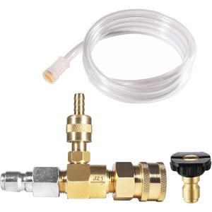 YAMATIC Adjustable Chemical Injector Kit, Downstream Injector Kit for Pressure Washer, 3/8 Inch Connectors, Soap Injector with Siphon Hose & Soap Nozzle,4500PSI
