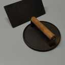 Blackstone Burger Press Set - 7" Round smash burger press & 8.3"x4.3" Rectangle Cast Iron Grill Press with Wooden Handle - Smasher is perfect for Blackstone Griddle, Pitboss Weber Griddle Grills