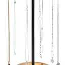 Rotating Necklace Holder, Necklace Organizer Tree Stand with 24 Hooks, Jewelry Necklace Display Stand, Wooden & Metal, Tall Spinning for Vendors Retail, Craft Show, Gift for Women, Vintage Black