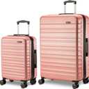 Amazon Basics 2-Piece Hardshell Suitcases Set (21", 30"), Expandable Travel Luggage with Scratch-Resistant Surface, Four Multi-directional Wheels, Telescopic Handle, Rose Gold