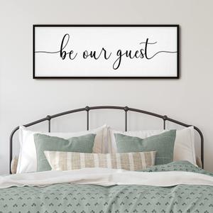 Be Our Guest Sign Wall Decor - 41X14 Be Our Guest Wall Art Wood Framed Wall Decor for Bedroom Be Our Guest Sign Above Bed Be Our Guest Wall Art Hanging(Black)