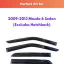 KPY Rain Guards Fit for 2009-2013 Mazda 6 Sedan, Out-Channel Window Visors Vent Wind Deflectors 4PC, Car Accessories for 09-13 Mazda 6 Sedan (Excludes Hatchback)