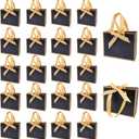 TKSBAG 100 Pack Black and Gold Gift Bags with Bow Handles, 6.43.15.1 In Small Thank You Bags Bulk for Birthday, Weddings, Party Favors, Mother's Day