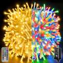 Ollny Christmas Lights, 210FT 640LED Christmas Tree Lights with 11 Modes Remote Control IP44 Waterproof Warm White to Multicolored Outdoor Christmas Lights for Outside Indoor Patio Xmas Decorations