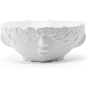 Napco Imports Decorative Home or Garden 7.5 Inch Indoor or Outdoor Flower Pot Bowl Planter White Floral Face