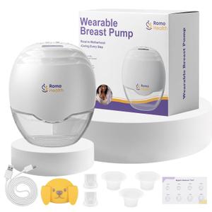ROMO-GLE/21 Breast Pump Hands Free, Wearable Breastfeeding Pump, Electric Breast Pumps with 3 Modes & 8 Suction Levels, Smart Display, Leak-Proof Design & 3 Flange Inserts(17mm, 19mm, 21mm), 1 Pcs