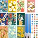 Gueevin 10 Pack Paint by Numbers Kit for Adults Flowers Paint by Number DIY Acrylic Painting Canvas Without Frame, Brushes Simple Oil Painting for Home Wall Decor Gifts 12 x 16 Inch(Flower Style)