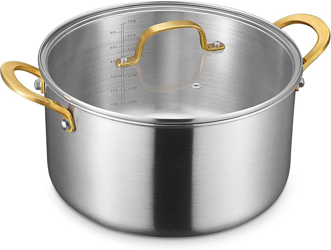 BEZIA 12 Quart 3-Ply Stainless Steel Stockpot, Soup Pot with Lid in Fully Clad Tri-Ply Stainless Steel, Even Heat Distribution, Cooking Pot with Handles, All Cooktops Compatible, Perfect for Stew